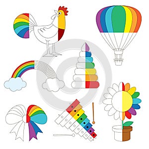 Rainbow Colorful Images, the big kid game to be colored by example half.