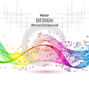 Rainbow colorful light waves line bright abstract vector pattern wave isolated eps10