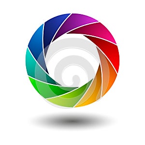 Colorful isolated vector shutter aperture logo photo