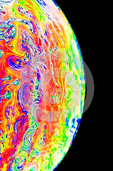 Rainbow colors created by soap bubble