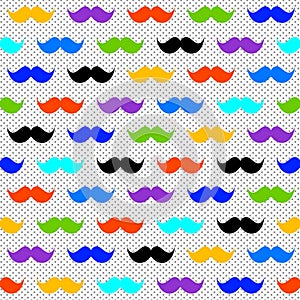Rainbow Moustaches Polka Dots Seamless Background photo