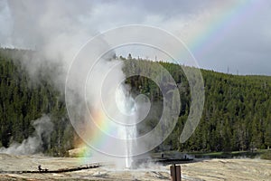 Rainbow colors Old Faithful Geyser Yellowstone National Park, WY