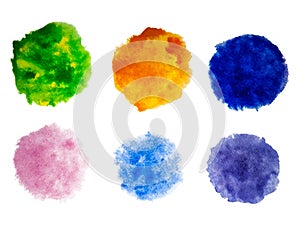 Rainbow colors watercolor paint stains vector backgrounds set