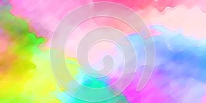 Rainbow colors watercolor sky background with abstract texture fluid soft pastel pink purple green blue and yellow cloudy color