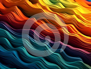 Rainbow colors wavy multilayered texture abstract design expressive art background