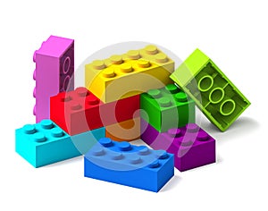 Rainbow colour building toy blocks 3D