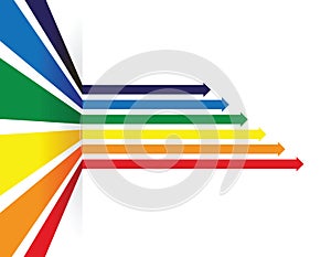 Rainbow coloured arrow line perspective background