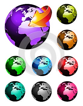 Rainbow Colours 3D Glossy earth sphere