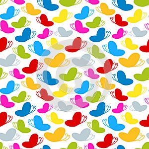 Rainbow colours seamless butterfly pattern