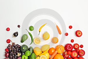 Rainbow composition with fresh vegetables and fruits