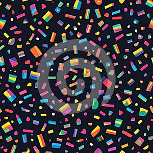 Rainbow confetti on a dark background