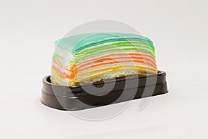 Rainbow crape cake isolated on white background