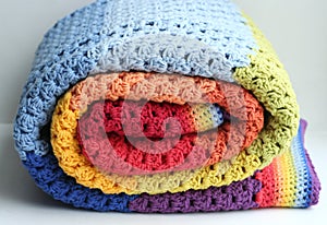 Rainbow crocheted blanket