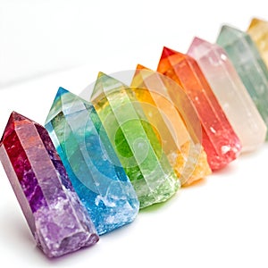 Rainbow crystals isolated on white background