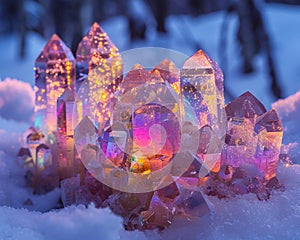 rainbow crystals serene night ai generated