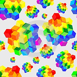 Rainbow cubes pattern for seamless background. Vector illustration.