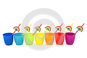 Rainbow Cups with Eco Paper Straws Abstract