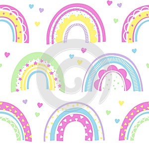 Rainbow cute seamless pattern baby shower concept