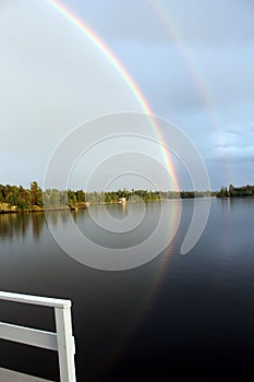 Rainbow from the deck, Lake of the Woods, Kenora, Ontario