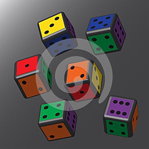 Rainbow Dice with Black Points