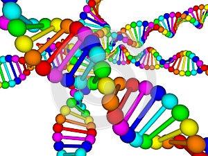 Rainbow DNA - deoxyribonucleic acid on white background photo