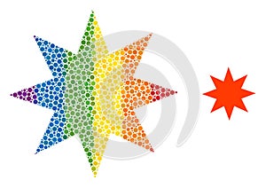 Rainbow Eight Pointed Star Mosaic Icon of Spheres