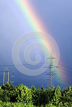 Rainbow on a electricity pylon