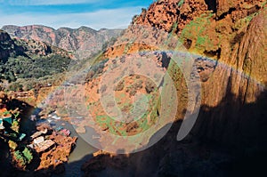 Rainbow and mountains in background