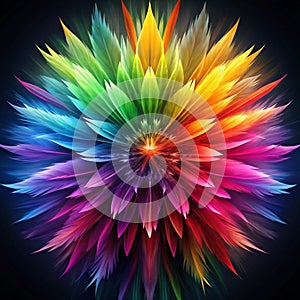 Rainbow feather burst design photo