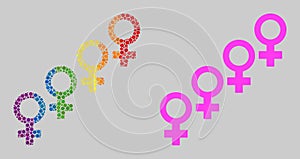 Rainbow Female cohort symbol Mosaic Icon of Circles