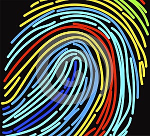 Rainbow finger print background on square shape. Vector illustration of Eps10 file.