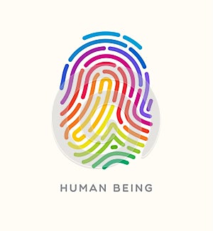 Rainbow fingerprint for June Pride Month. Image of support for LGBTQ human beings. photo