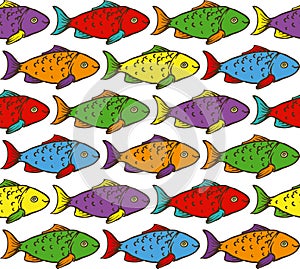 Rainbow Fish Seamless Pattern