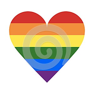 Rainbow flag colors on heart shape illustration icon - PNG