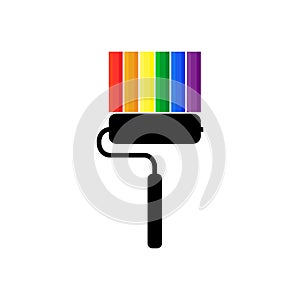 Rainbow flag, gay pride flag or LGBT pride flag and black paint roller