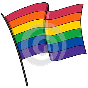 Rainbow flag illustration isolated on white background