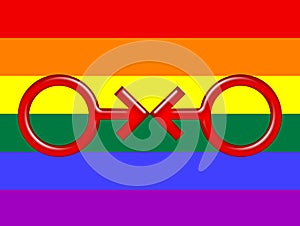 Rainbow flag and male symbols