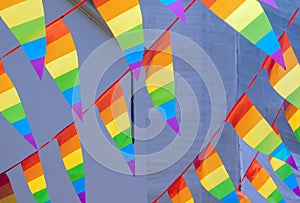 Rainbow flag ribbons. Decoration for celebration of the LGBTQ Pride