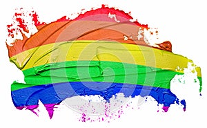 Rainbow flag textured oil paint brush stroke