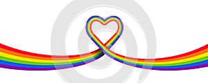 Rainbow flag with vibrant colors forming a heart shape