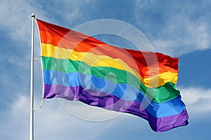 Rainbow flag waving proudly