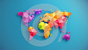 rainbow flag on world mapon light blue background generative AI