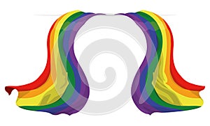 Rainbow flags hanging on white background for Pride, Vector illustration