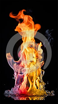 Rainbow flames shine in the dark