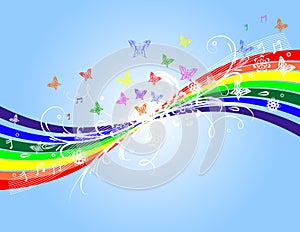 Rainbow and floral background