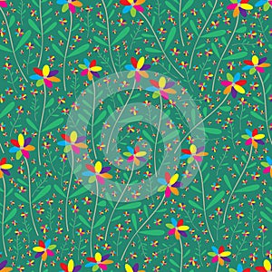 Rainbow flower seamless pattern