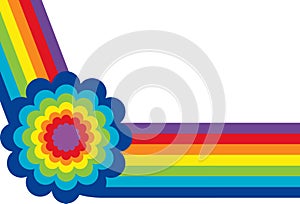 Rainbow with Flower on white background