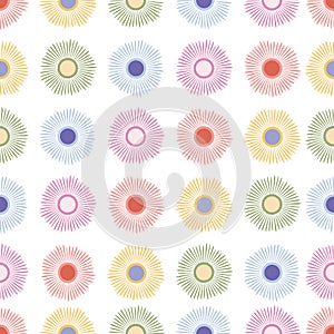 Rainbow Flowers Diagonal Striped Seamless Pattern Background Print