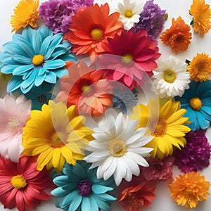 Rainbow flowers, lorem ipsum dolor sit amet. AI -Generated. photo