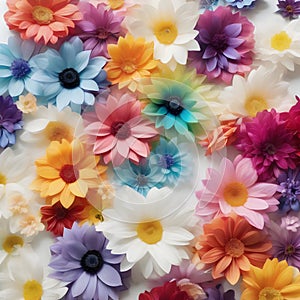 Rainbow flowers, lorem ipsum dolor sit amet. AI -Generated. photo